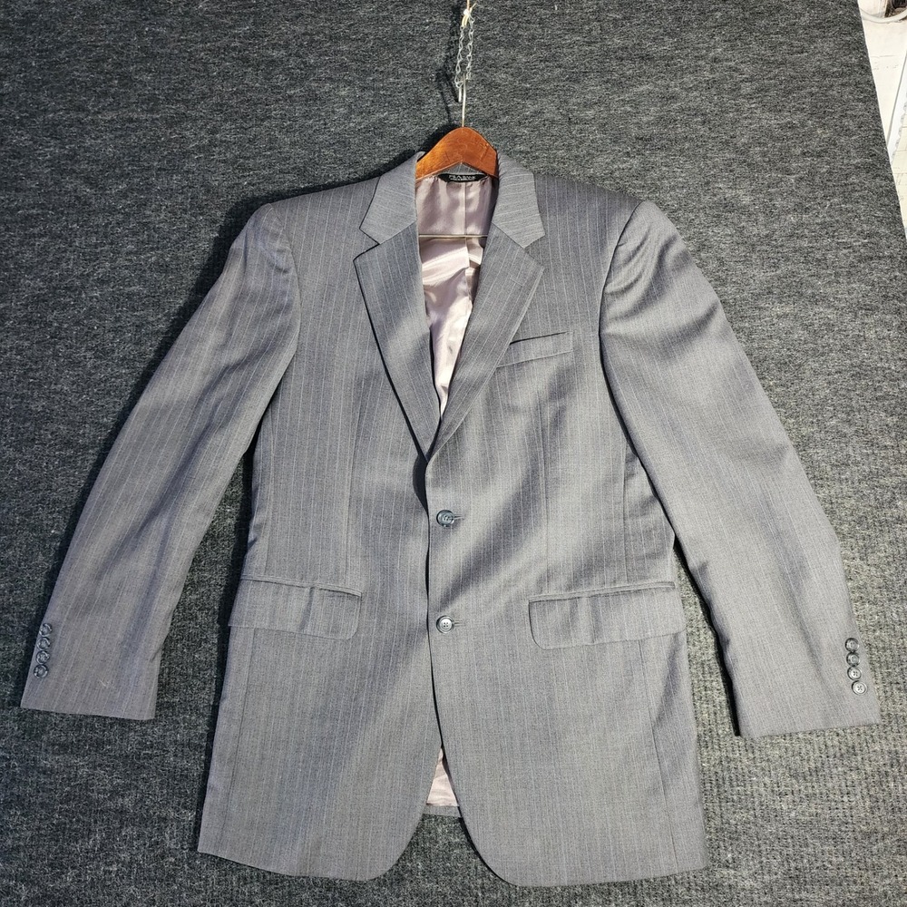 Jos. A. Bank Mens 40L Grey Pinstripe 100% Wool 2-Button Blazer Sport Coat